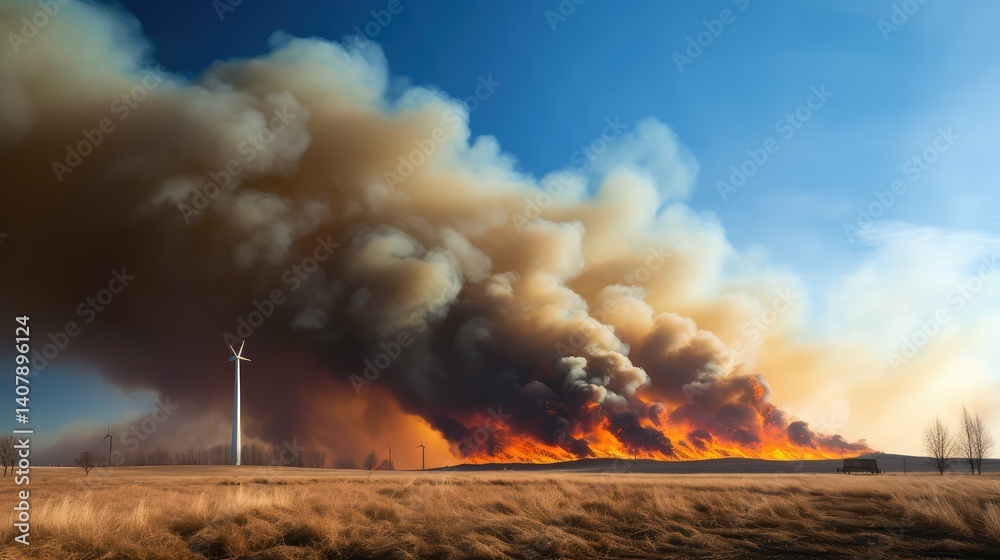 Obraz premium photograph wind turbine fire