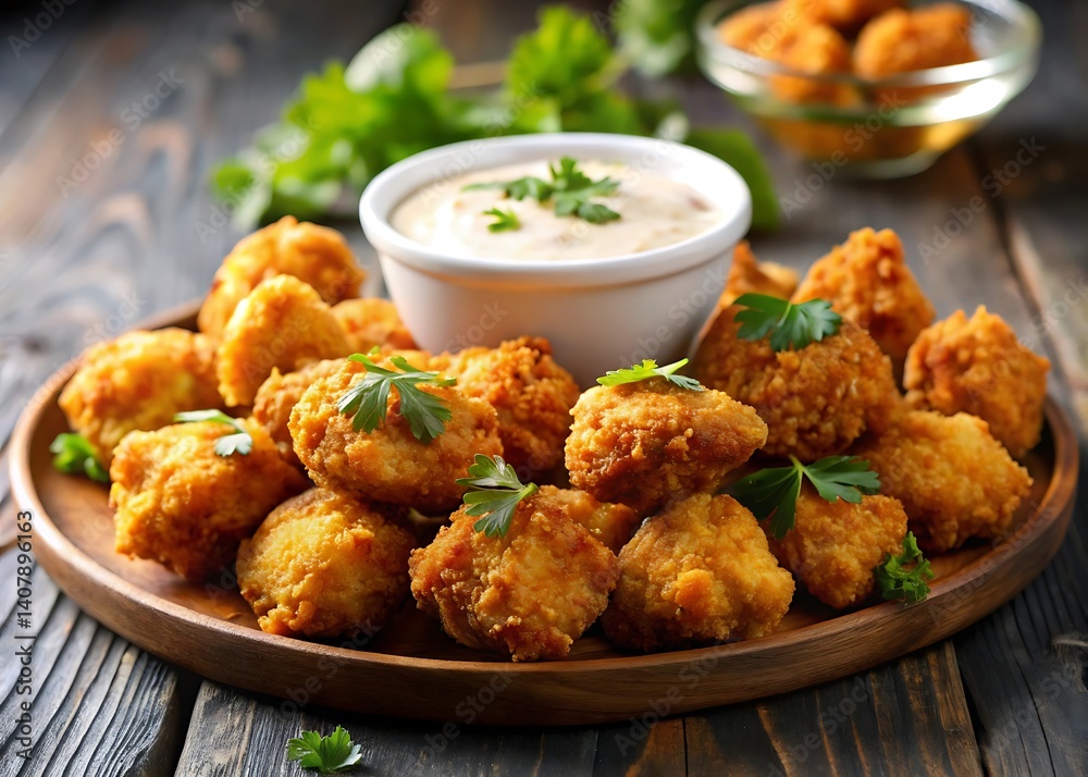 Golden Crispy Chicken Bites with Dip Golden Crispy Chicken Bites with Dip