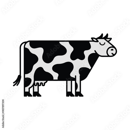  illustration of a cow, with a bold, minimalist style. vector silhouette 