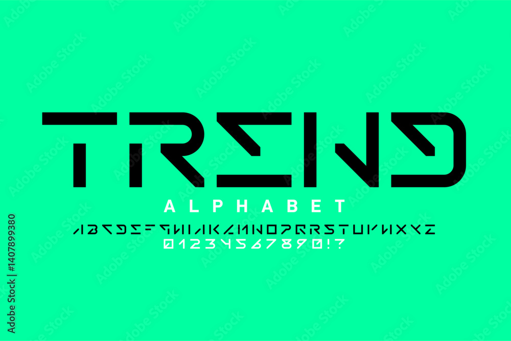 Trend. Modern style font, alphabet letters and numbers vector illustration