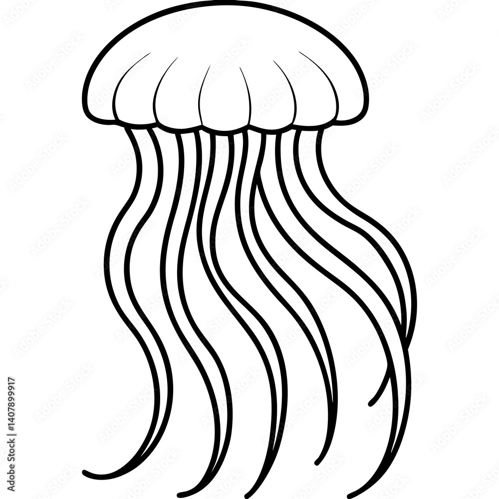 Modern Jellyfish Outline Design Modern Jellyfish Outline Design
