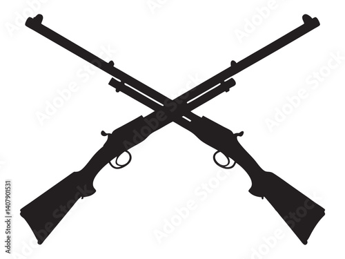 The black silhouettes of two classic winchester repeating rifles vector illustration
