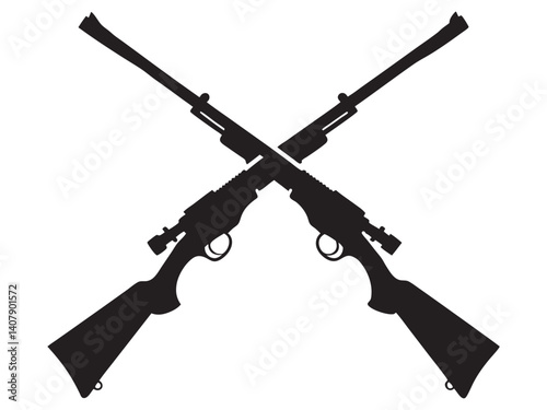 The black silhouettes of two classic winchester repeating rifles vector illustration