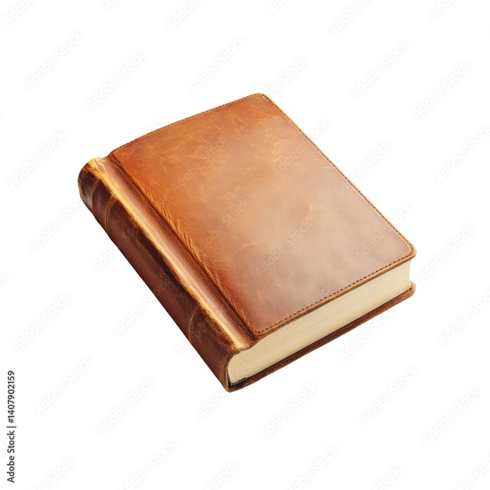 Luxurious Brown Leather Journal Book on Transparent background Luxurious Brown Leather Journal Book on Transparent background