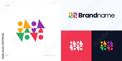 Global community logo icon design vector editable, human organization for teamwork, family together, health care, social networking group, symbol people abstract colorful style for brand identity