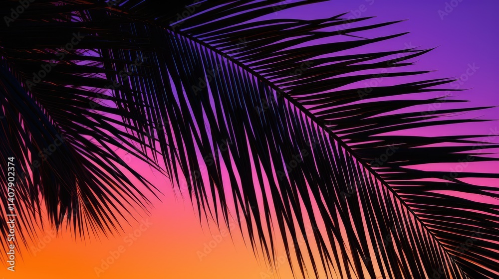 Fototapeta premium sky palm leaves silhouette