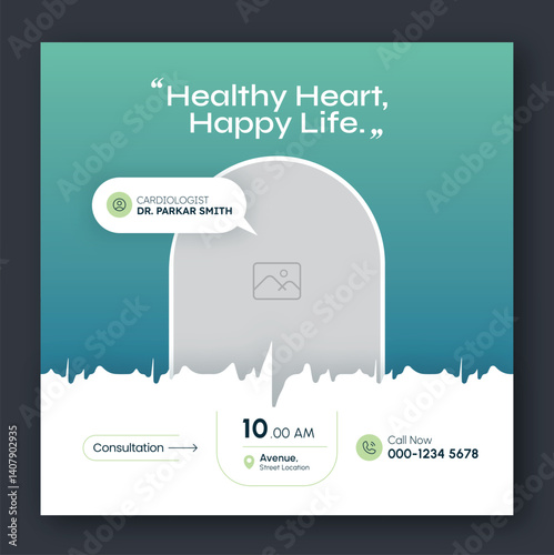 Medical healthcare doctor details social media post design template