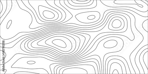 Abstract white contour wave lines topographic background, lines map seamless pattern, modern wallpaper texture and realistic design used for banner and posters, mountain relief geographic pattern.	
