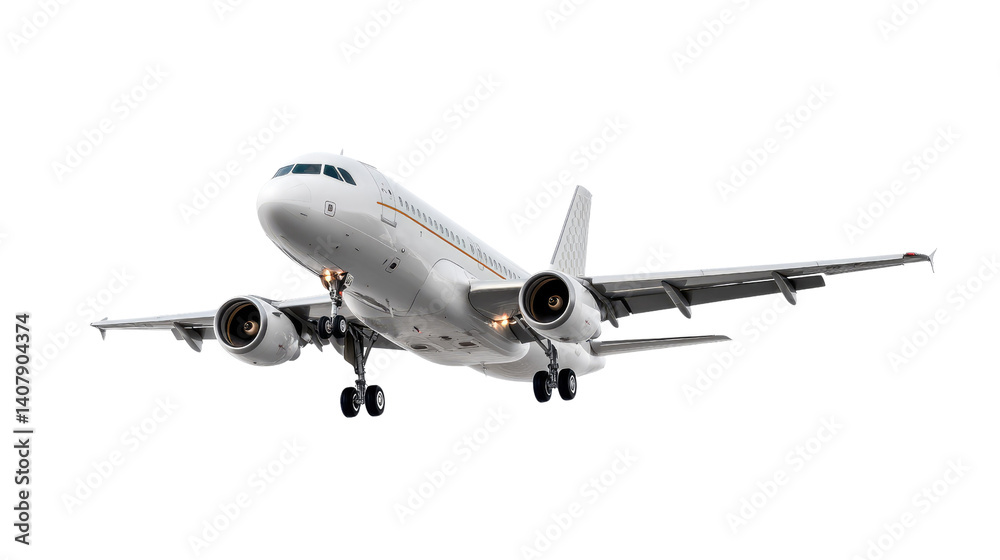 Soaring to New Heights: A majestic airplane ascends into the sky, showcasing its sleek design and powerful engines. It's a symbol of travel and adventure. 
