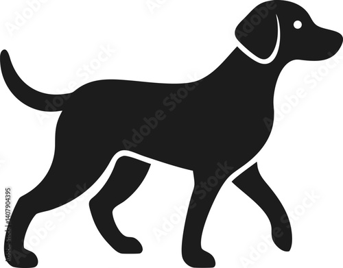 Black Labrador Silhouette Vector Illustration, Dog Breed Graphic