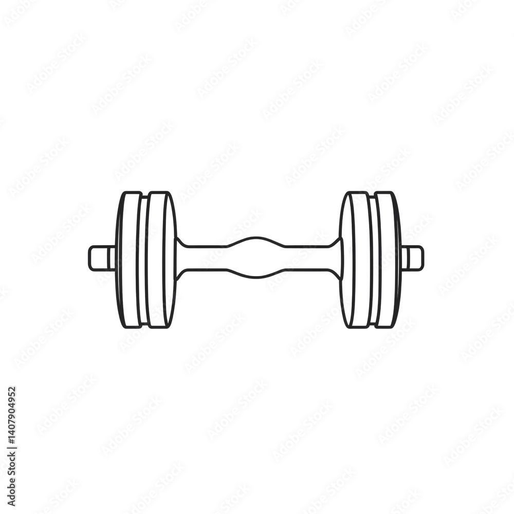 Fototapeta premium Dumbbell Icon Simple Line Drawing of Weightlifting Equipment