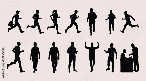 Running People Silhouette Vector