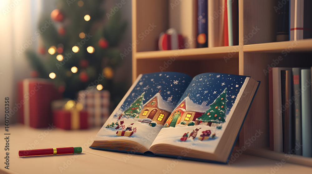 Fototapeta premium Minimalist Christmas，christmas, decoration, christmas tree,holiday, xmas,winter, decorations, celebration, presents,gift, Santa Claus，ornaments，new year，december，seasonal，gift