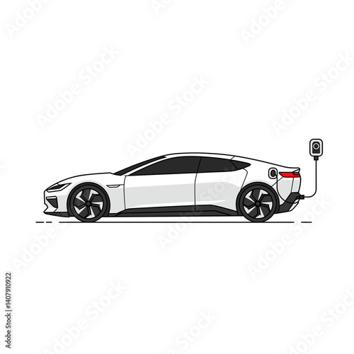 Electric Car Charging Illustration