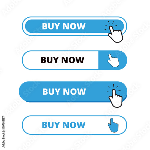 White and blue buy now bar buttons isolated on a white background