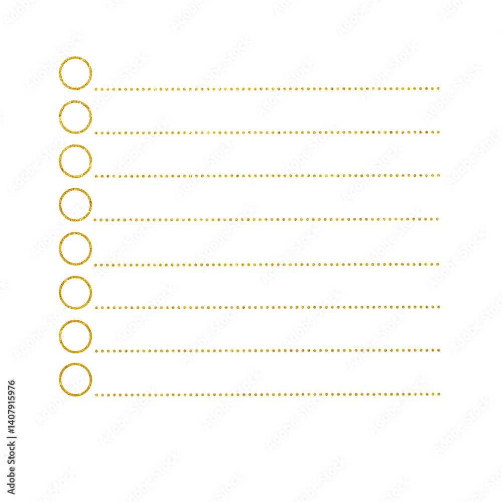 Fototapeta premium Gold Blank to do List. Planner Elements.