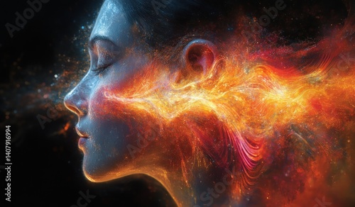 Human Ear Sound Waves Frequency Vibration Energy Healing Spiritual Deep Meditation Music Concept