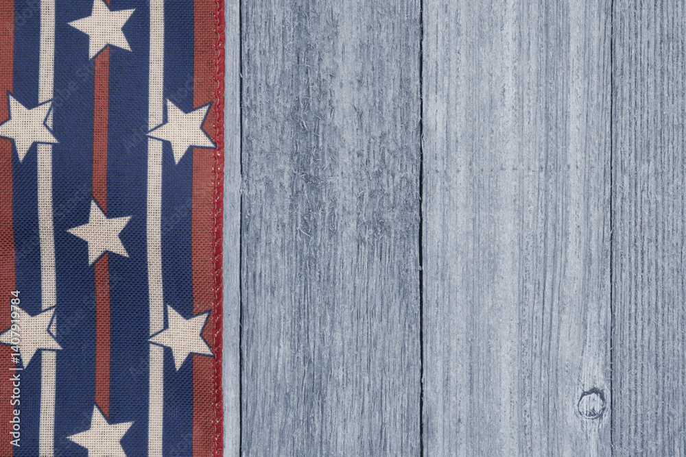 Retro USA red, white and blue stars on wood American background