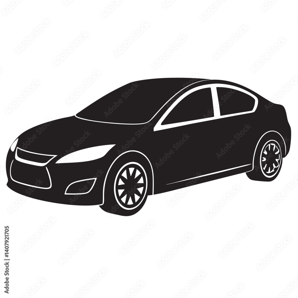 Fototapeta premium Hybrid Vehicle Car Silhouette Vector 