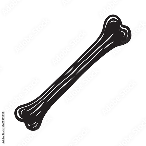 A black and white drawing of a bone 