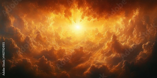 Dramatic Cloudscape with Illuminating Sunburst in a Heavenly Sky