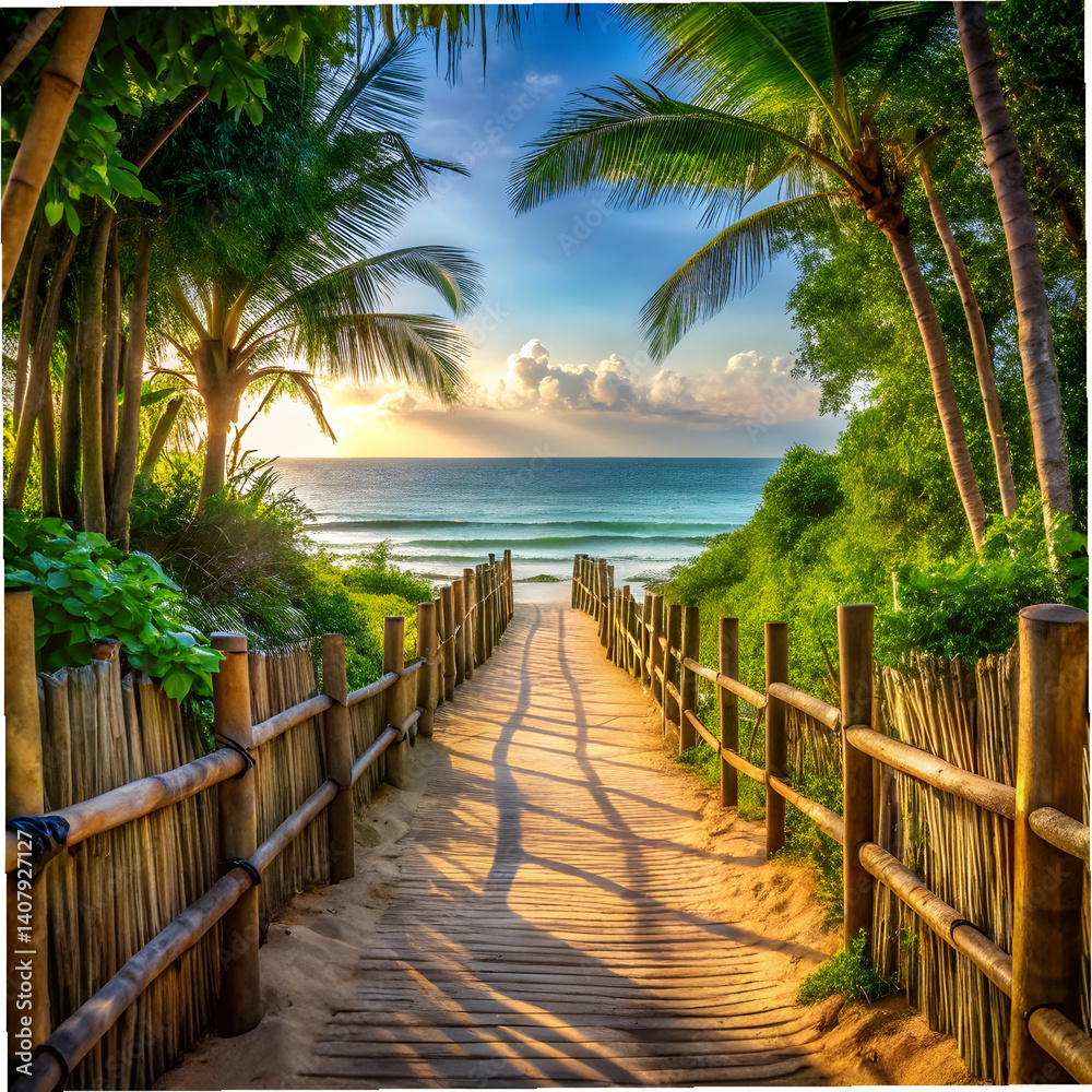 Obraz premium Tropical Beach Path with landscape