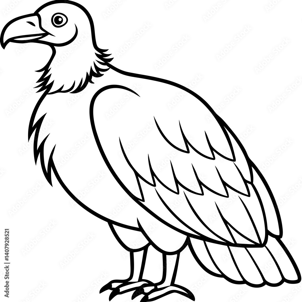 Fototapeta premium Monochrome Vulture Outline Illustration