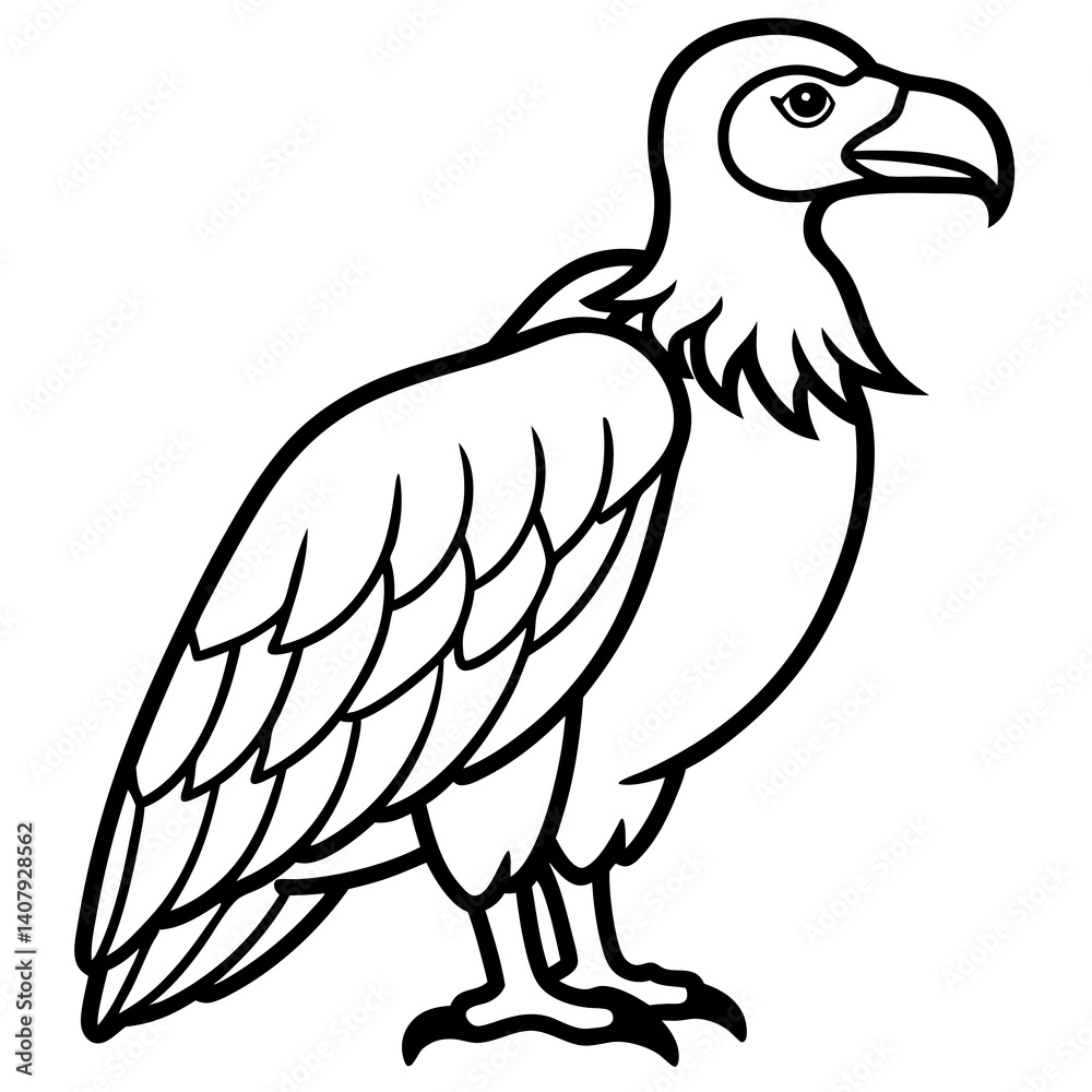 Obraz premium Monochrome Vulture Outline Illustration