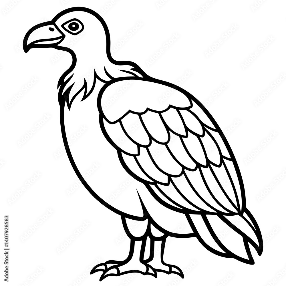 Obraz premium Monochrome Vulture Outline Illustration