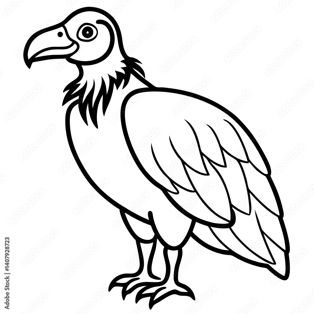 Fototapeta premium Monochrome Vulture Outline Illustration