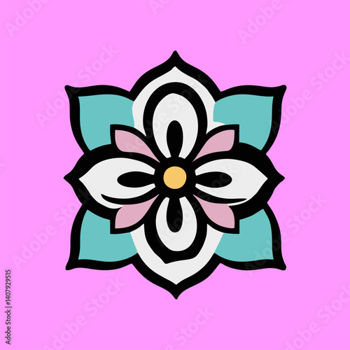 Abstract flower icon with artistic flair and circular mandala-inspired design elements