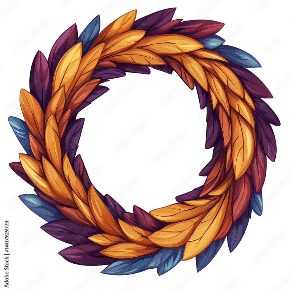 Obraz premium Colorful leaf wreath autumnal design fall foliage circle frame decorative element