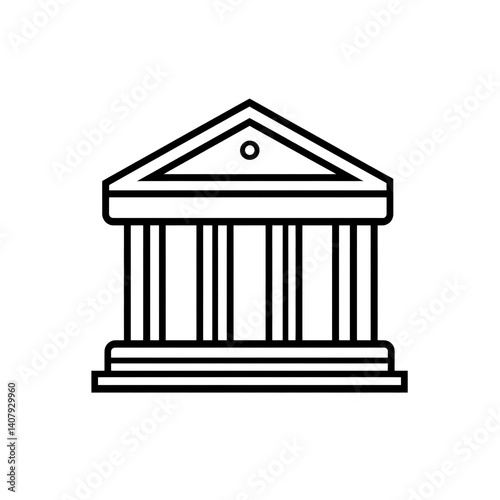 Minimalist Line Art Illustration of a Classical Building Facade