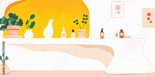 Minimalist bathroom interio...