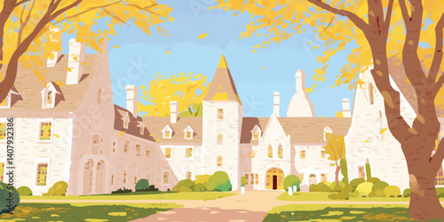 Autumnal Chateau Illustration