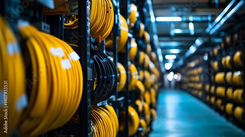 Cable Reels in Warehouse on Shelving System