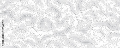 Abstract wavy topographic line background. Seamless pattern and banner design. Modern and dynamic feel to topographic mapping vector illustration.