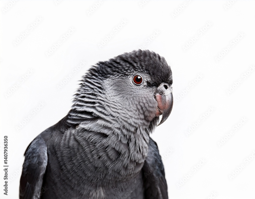 Fototapeta premium blcak parakeet isolated on white or white background