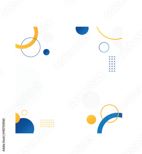 Modern Geometric Abstract Background with Blue and Yellow Circles