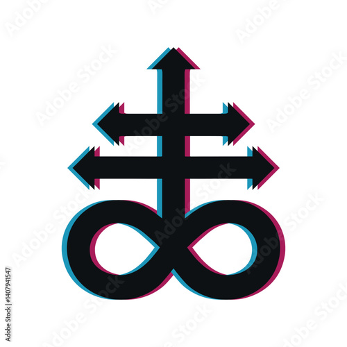 Leviathan cross, the alchemical symbol of sulfur or satanism flat vector icon for games and websites, vector illustration. Vector illustration