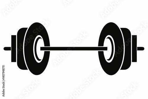 barbell with weights silhouette vector illustration