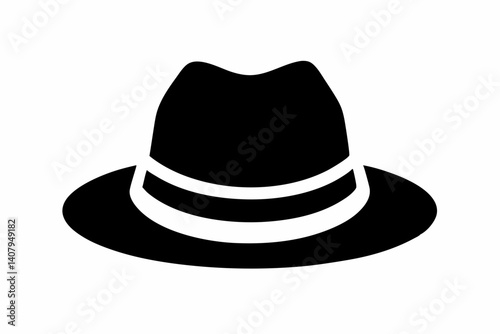 fedora hat silhouette vector illustration black