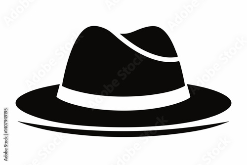 fedora hat silhouette vector illustration black