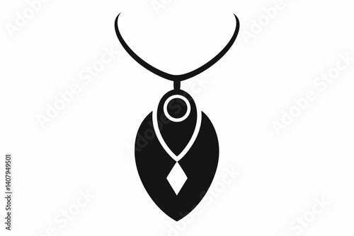necklace with pendant silhouette vector illustration