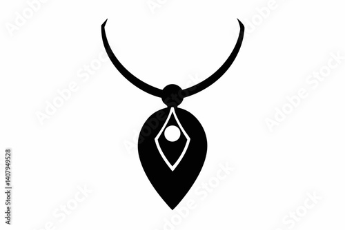 necklace with pendant silhouette vector illustration