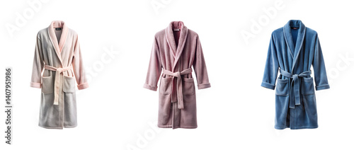 Luxurious Bathrobes in Various Colors Ready for a Relaxing Spa Day transparent background Generative AI photo