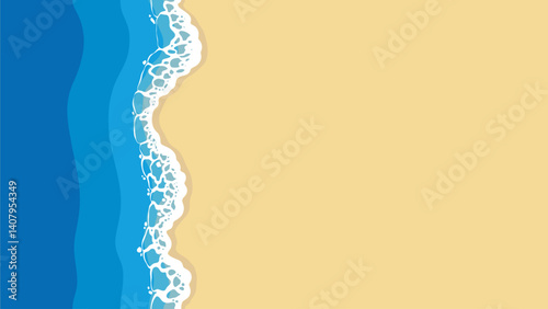 Vector illustration of a sea background vertical seamless pattern with copy space