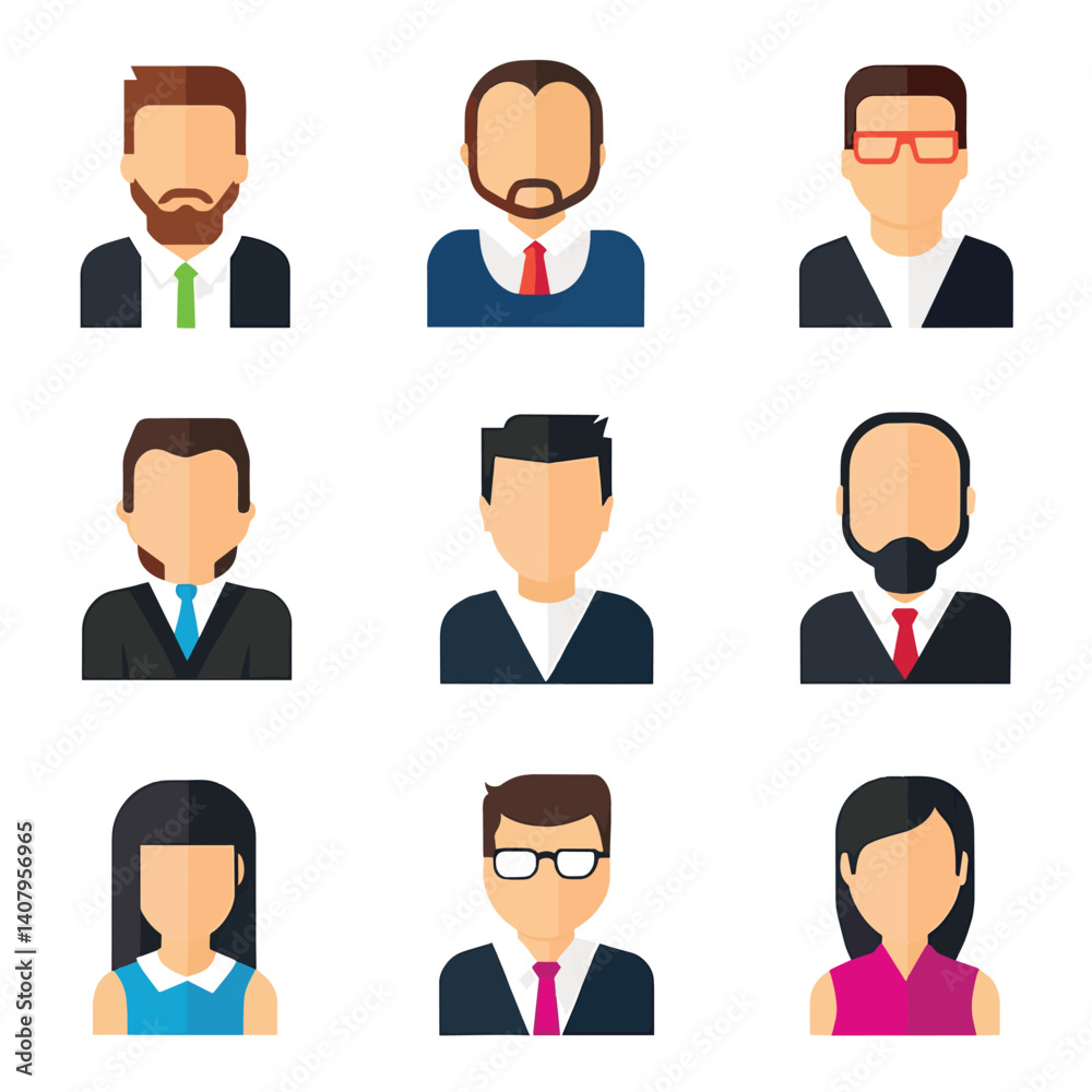 Collection of male and female business profile icons. Collection of male and female business profile icons.