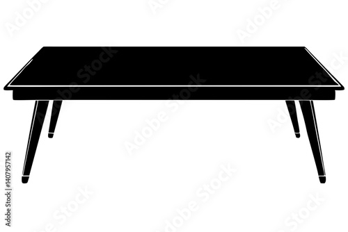 Silhouette of a rectangular wooden table