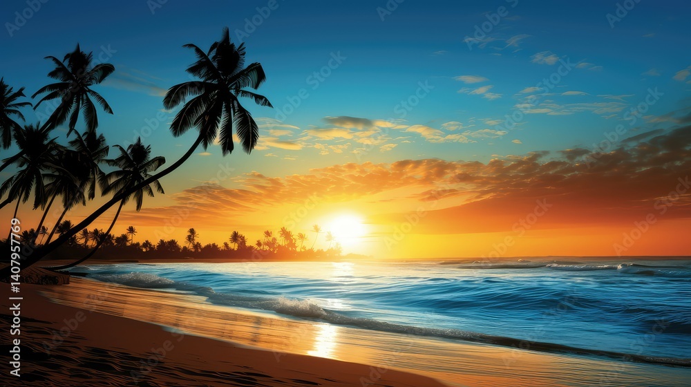 Obraz premium serene blue and gold brochure